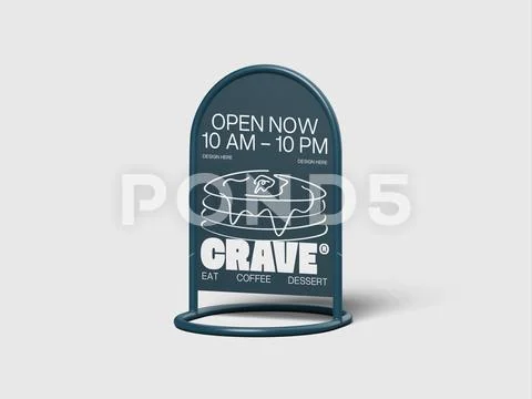 Rounded Sign 3D Render Mockup PSD Template