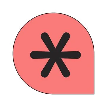Rounded sign with six-pointed star flat line color vector icon Stock Illustration