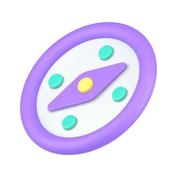 Rounded simple compass badge purple diagonal placed internet notification 3.. Stock Illustration