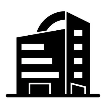 Rounded skyscrapers solid icon. Office building with rounded roof vector Ilustración de archivo