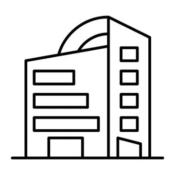 Rounded skyscrapers thin line icon. Office building with rounded roof vector Ilustración de archivo