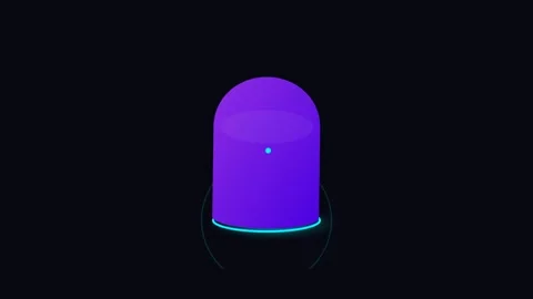 Rounded Smart Home Assistant Speaker with Pulsing Voice Activation Glow and.. Видео 346130702