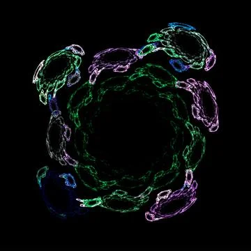 Rounded smooth abstract green isolated element on black background, design Stock Illustration