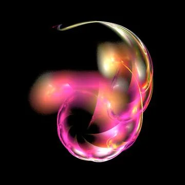 Rounded smooth abstract pink element on black background, design, graphic Stock Illustration