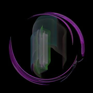 Rounded smooth abstract purple isolated element on black background, design, Stock Illustration