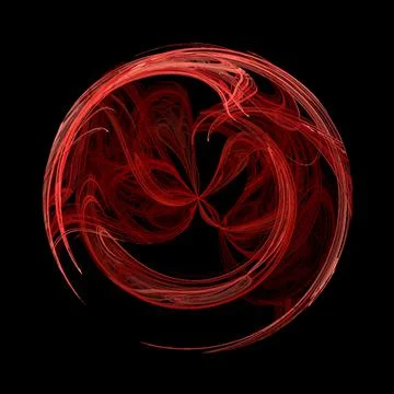 Rounded smooth abstract red element on black background, design, graphic Stock Illustration