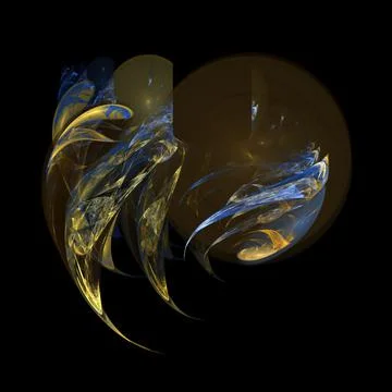 Rounded smooth abstract yellow blue isolated element on black background Stock Illustration
