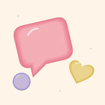 Rounded speech bubble with soft geometric objects. Gummy inspired abstract ve Illustrazione stock