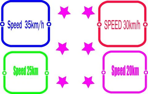 Rounded speed limit labels with bold fonts and stars for road safety sign Stock Illustration