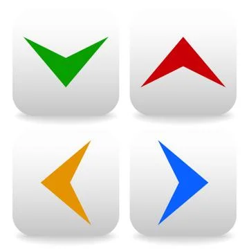 Rounded square arrow icons up, down, left and right Stock Illustration