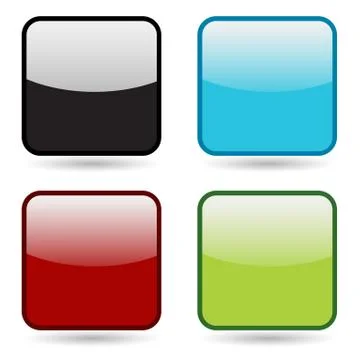 Rounded Square Button Icon Set Stock Illustration