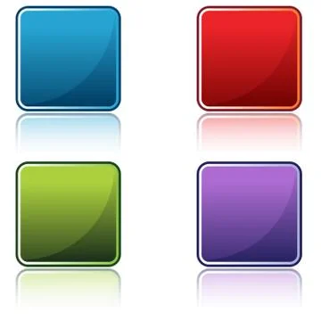 Rounded Square Button Icon Set Stock Illustration