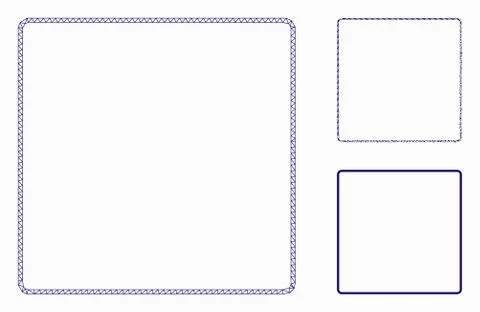 Rounded Square Frame Vector Mesh Carcass Model and Triangle Mosaic Icon Stockillustratie
