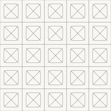 Rounded square grid with cross lines seamless pattern in minimal line design Stockillustratie