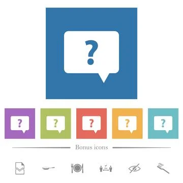 Rounded square help chat bubble solid flat white icons in square backgrounds 库存插图