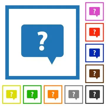 Rounded square help chat bubble solid flat framed icons 스톡 일러스트