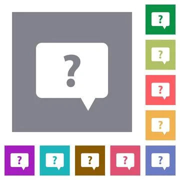 Rounded square help chat bubble solid square flat icons Illustrazione stock