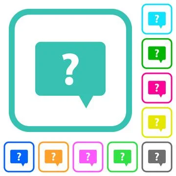 Rounded square help chat bubble solid vivid colored flat icons Stock Illustration
