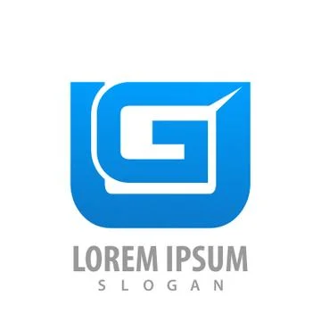 Rounded square initial letter UG concept design. Symbol graphic template elem Stock Illustration