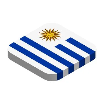 Rounded square isometric vector flag of Uruguay Stock Illustration