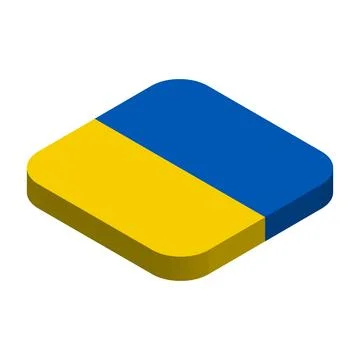Rounded square isometric vector flag of Ukraine Stock Illustration