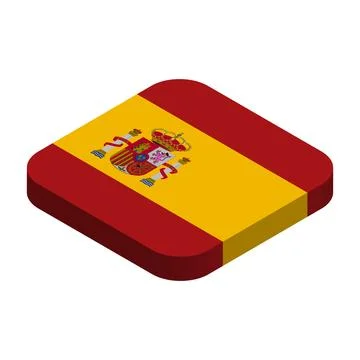 Rounded square isometric vector flag of Spain Stock Illustration