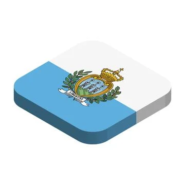 Rounded square isometric vector flag of San Marino Stock Illustration