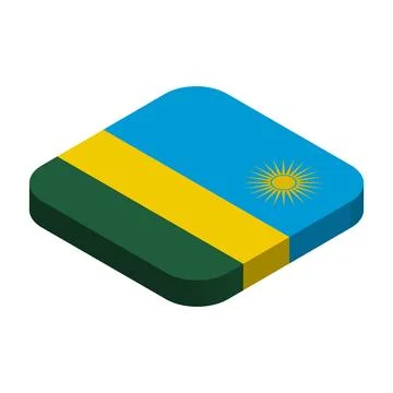 Rounded square isometric vector flag of Rwanda Stock Illustration