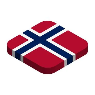 Rounded square isometric vector flag of Norway Stock Illustration
