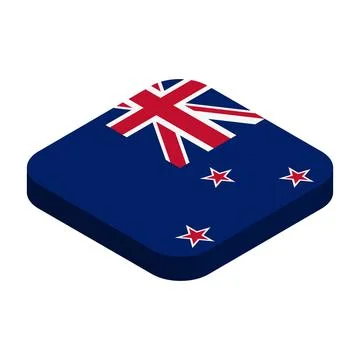 Rounded square isometric vector flag of New Zealand Stock Illustration