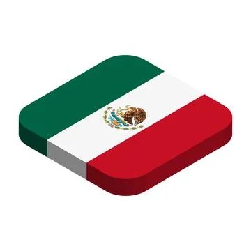 Rounded square isometric vector flag of Mexico Stock Illustration