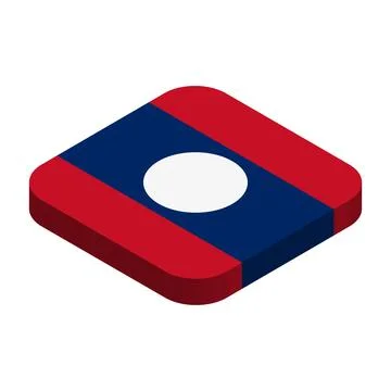 Rounded square isometric vector flag of Laos Stock Illustration