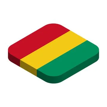 Rounded square isometric vector flag of Guinea Stock Illustration