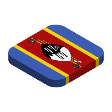 Rounded square isometric vector flag of Eswatini - former Swaziland Stock Illustration
