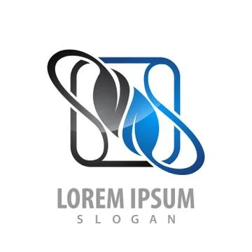 Rounded square with leaf logo concept design. Symbol graphic template element Illustrazione stock