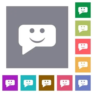 Rounded square smiling chat bubble solid square flat icons Stock Illustration