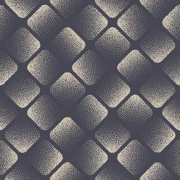 Rounded Square Stippled Seamless Pattern Geometric Vector Abstract Background Stock Illustration