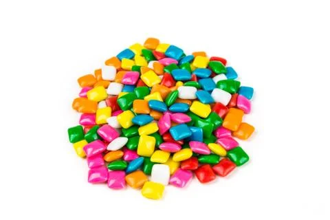 Rounded square unchewed multicolored bubble gum pieces Stock Photos