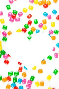 Rounded square unchewed multicolored bubble gum pieces Stock Photos