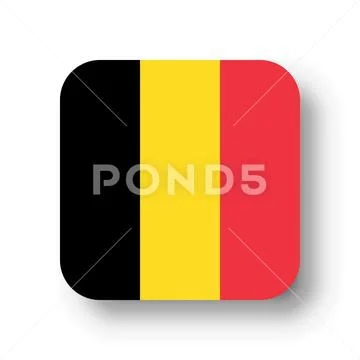 Rounded square vector flag of Belgium Illustrazione stock