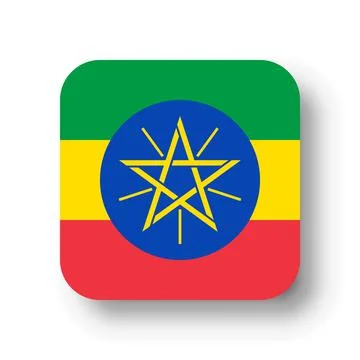 Rounded square vector flag of Ethiopia Stock Illustration