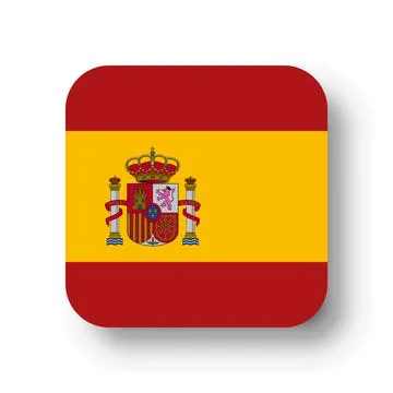 Rounded square vector flag of Spain Stock Illustration