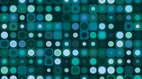 Rounded squares and circles pulsating in cool blue and green tones, dynamic Stock Footage 343876018