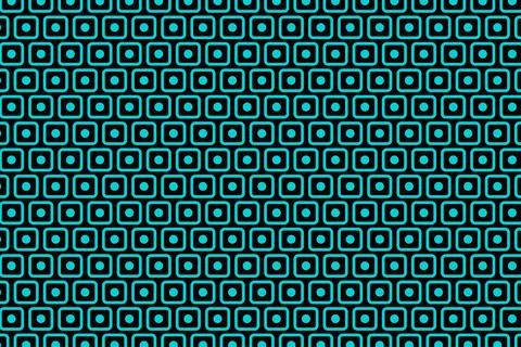 Rounded squares and dots seamless pattern on black background Stock Illustration