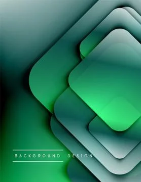 Rounded squares shapes composition geometric abstract background. 3D shadow Stock Illustration