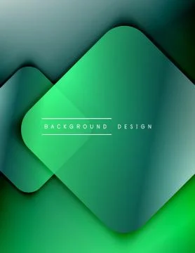 Rounded squares shapes composition geometric abstract background. 3D shadow Stock Illustration