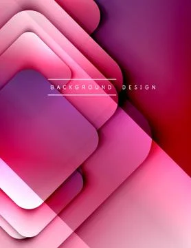 Rounded squares shapes composition geometric abstract background. 3D shadow Stock Illustration