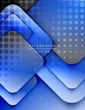 Rounded squares shapes composition geometric abstract background. 3D shadow Stock Illustration