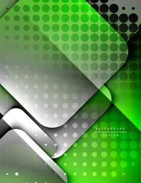 Rounded squares shapes composition geometric abstract background. 3D shadow Stock Illustration