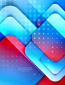 Rounded squares shapes composition geometric abstract background. 3D shadow Stock Illustration